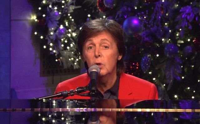 Paul McCartney performed "My Valentine" accompanied by Eagles' Joe Walsh. McCartney also performed "Wonderful Christmas Time" (which comes after the last sketch), and "Cut Me Some Slack" with the surviving members of Nirvana, which isn't available online right now.